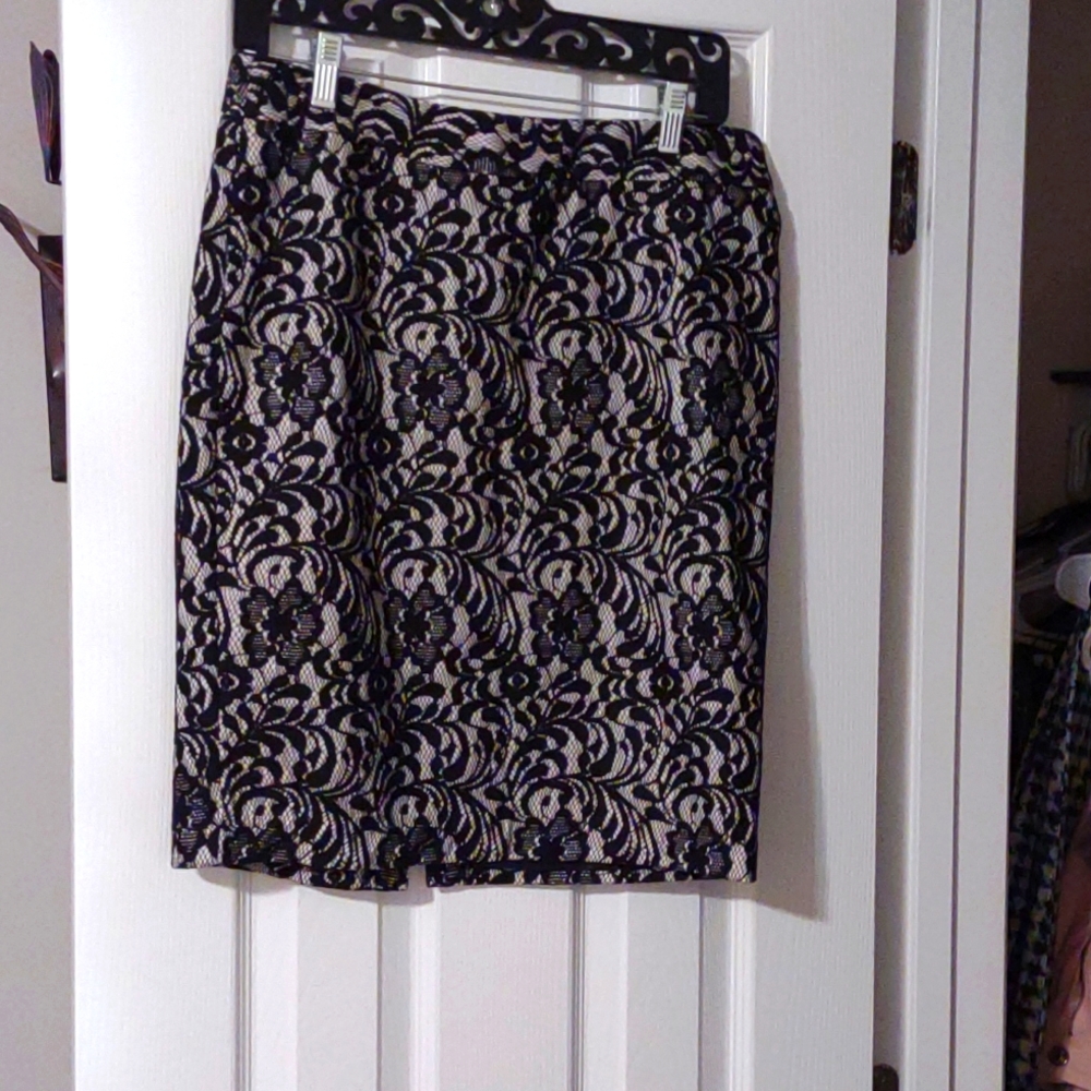 Black Lace Worthington Skirt with teeny Split in back of